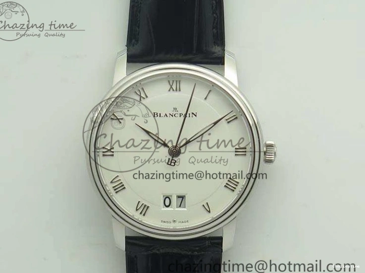 0512 FlexibleFit Villeret Quantième Complet 8 Jours SS Complicated Function OMF 1:1 Best Edition White Dial on Black Leather Strap A 7984